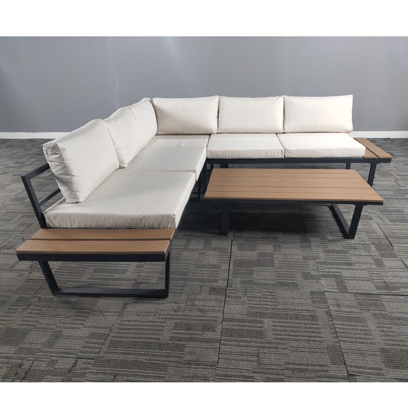 Steel and plastic wood sofa